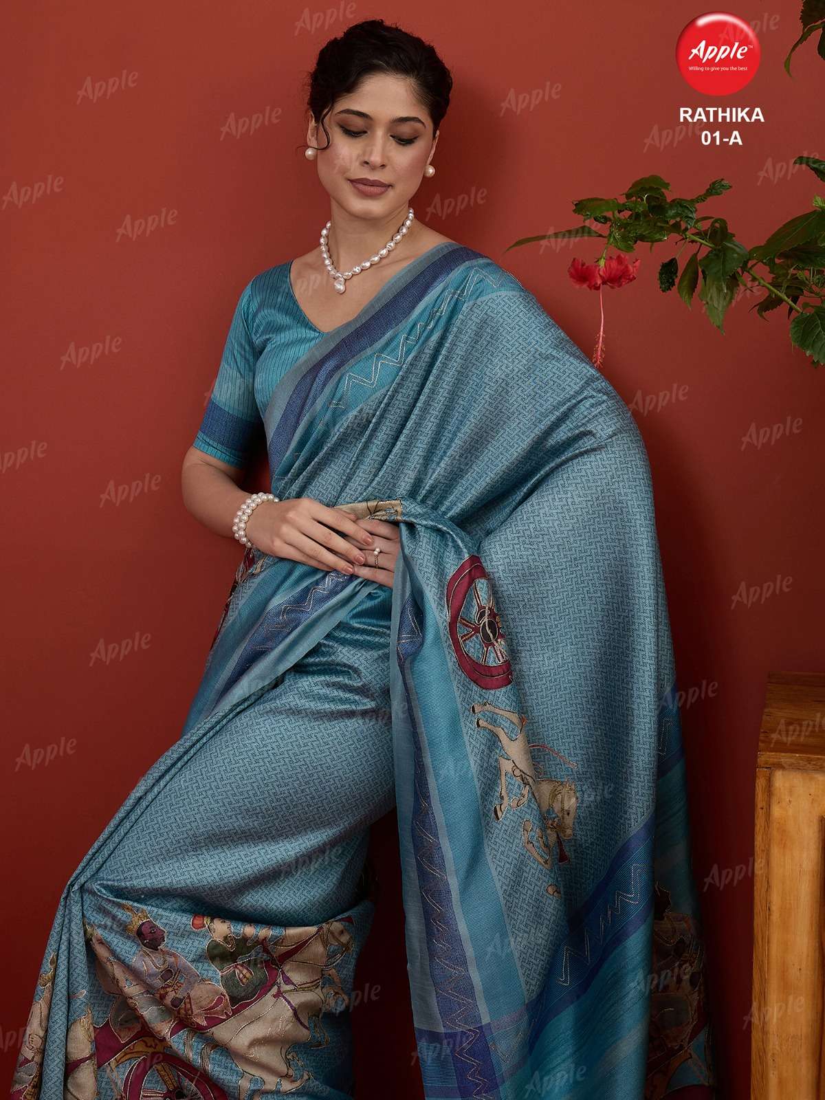 APPLE RATHIKA 1 ART SILK FABRIC WITH HERITAGE ART WORK ON SAREE WHOLESALE IN SURAT 